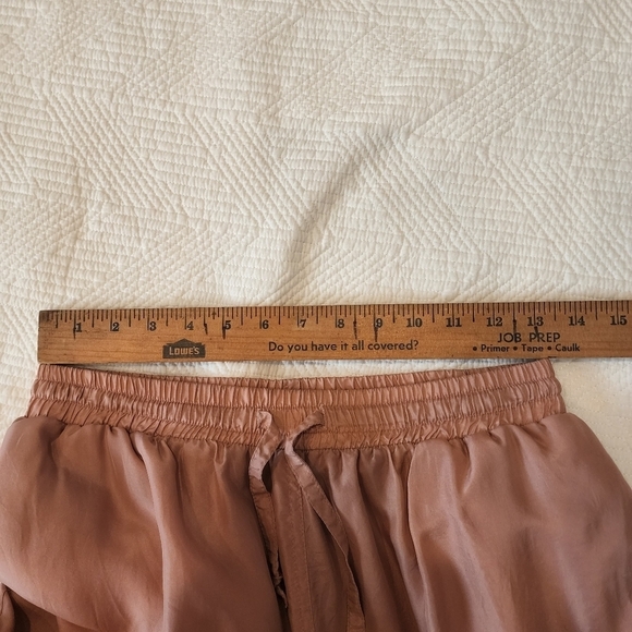 100% silk blush pink pants lined size small stretch waist - Picture 13 of 16